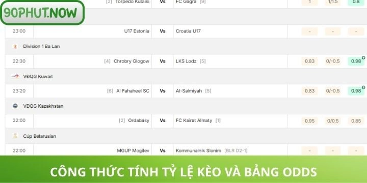 Công thức tính tỷ lệ kèo dựa vào Odds
