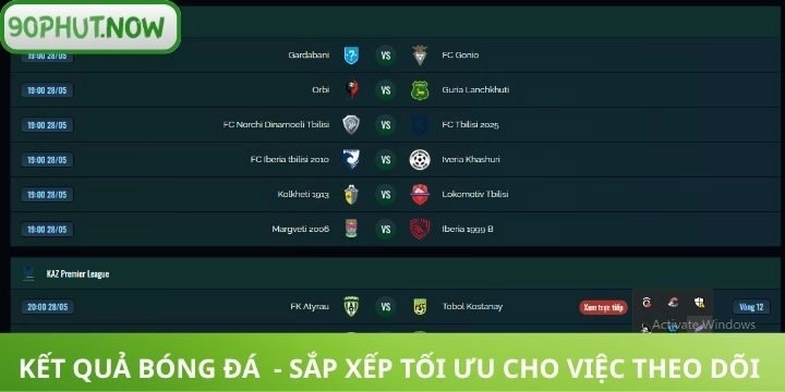 Danh mục kết quả bóng đá được update khoa học