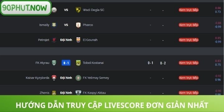Các bước truy cập vào livescore đơn giản 