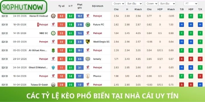 Những tỷ lệ kèo hiện được sử dụng nhiều nhất